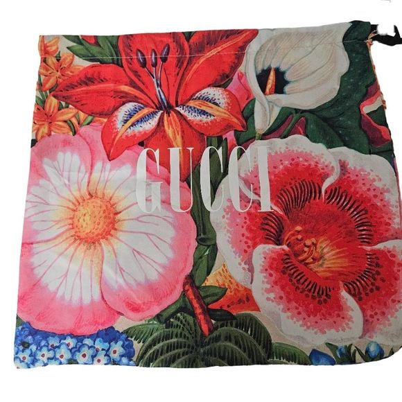 Gucci Floral Print Pouch - Red, Pink, Green - Picture 1 of 6
